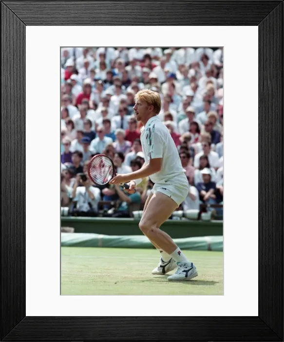 Framed Print : Wimbledon Tennis. Boris Becker In Action. July 1991 91-4217-044 Framed Print : Wimbledon Tennis. Boris Becker In Action. July 1991 91-4217-044