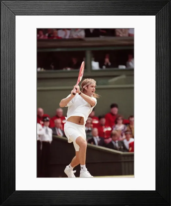 Framed Print : Wimbledon Tennis. Andre Agassi. July 1991 91-4218-058 Framed Print : Wimbledon Tennis. Andre Agassi. July 1991 91-4218-058