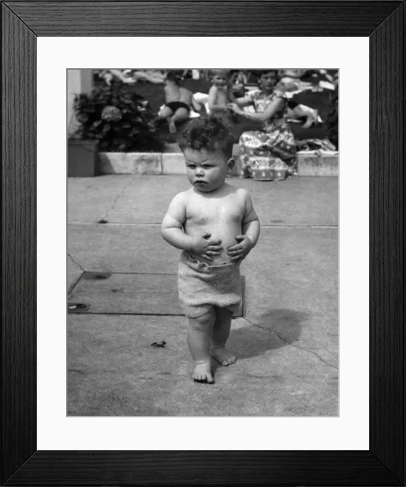 Framed Print : His first day at the pool was all very exciting and interesting for 19 month old William Framed Print : His first day at the pool was all very exciting and interesting for 19 month old William