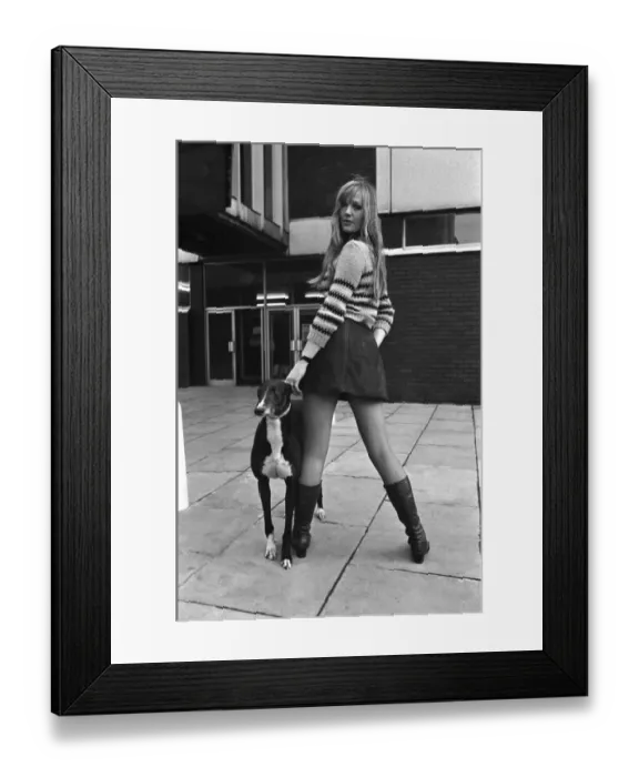 Framed Print : People with animals. Woman. Fiena Ward with her dog Barnabas outside Manchester College Framed Print : People with animals. Woman. Fiena Ward with her dog Barnabas outside Manchester College