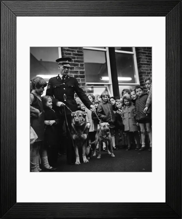 Framed Print : Children with animals dogs. Spencer of the Buraley police shows children of Primet Framed Print : Children with animals dogs. Spencer of the Buraley police shows children of Primet