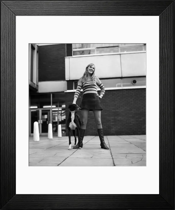 Framed Print : People with animals. Woman. Fiena Ward with her dog Barnabas outside Manchester College