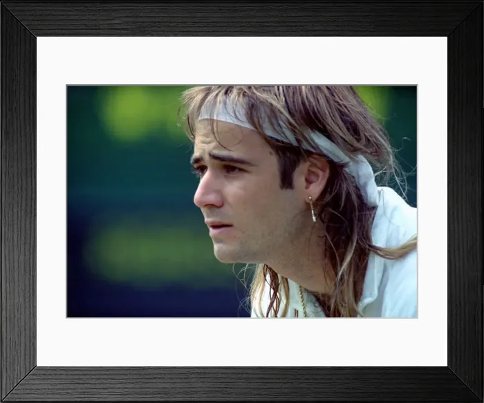 Framed Print : Wimbledon Tennis. Princess Diana Watching Andre Agassi In action. July 1991 91-4218-012