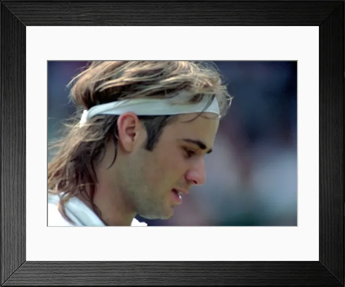 Framed Print : Wimbledon Tennis. Andre Agassi. July 1991 91-4218-009