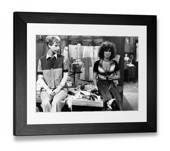 Framed Print : Miriam Karlin as Paddy (L) and Diane Langton as Cathy 1977 in TV programme The Rag Trade