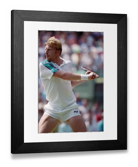 Framed Print : Wimbledon Tennis. Boris Becker In Action. July 1991 91-4217-051 Framed Print : Wimbledon Tennis. Boris Becker In Action. July 1991 91-4217-051