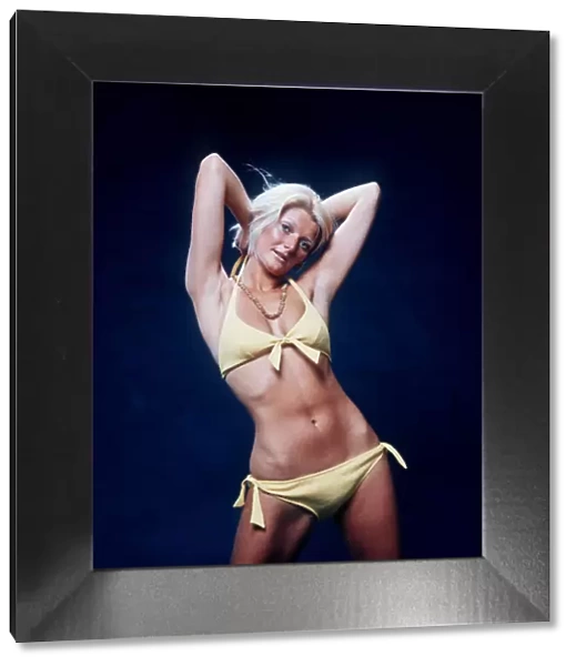 Penny Charlton modelling yellow bikini 1972