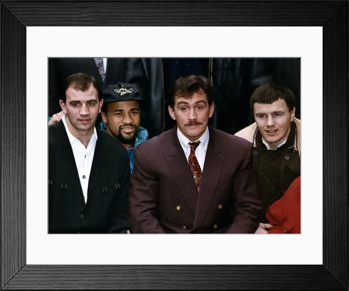 Framed Print : Barry Mcgigan centre with left to right Charlie Magri Lloyd Honeyghan and Jim McDonal Framed Print : Barry Mcgigan centre with left to right Charlie Magri Lloyd Honeyghan and Jim McDonal