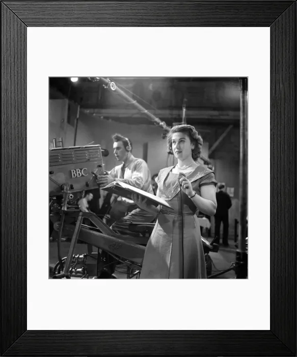 Framed Print : T. V Prompter seen here at the BBC Alexander Studios during a live transmission of