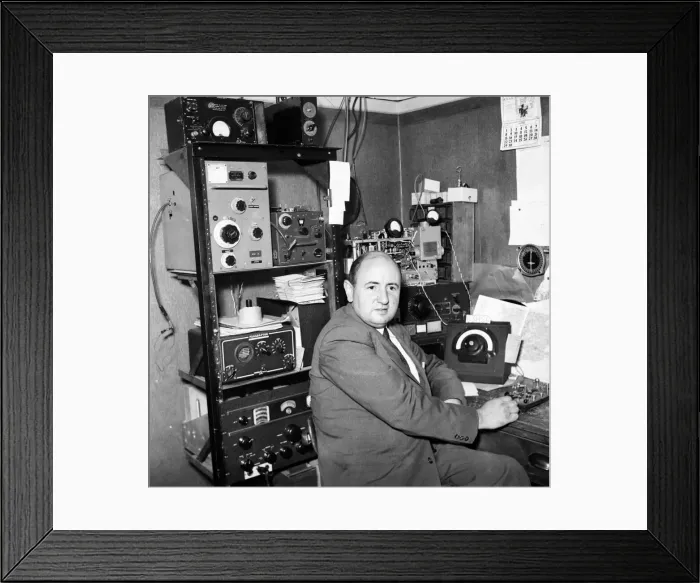 Framed Print : Amateur Radio Norman Bennett, radio ham seen here with the transmitter