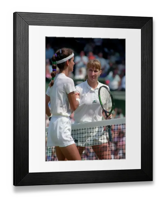 Framed Print : Wimbledon. Steffi Graf, Gabrilella Sabatini Action and Andre Agassi Marry Ho fernandez