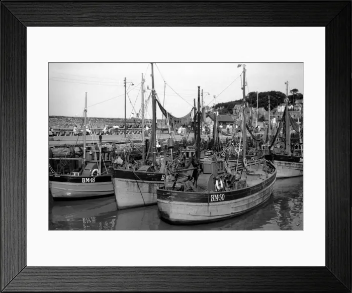 Framed Print : Fishing fleet at Brixham, Devon laying idle in harbour during the fishermens strike