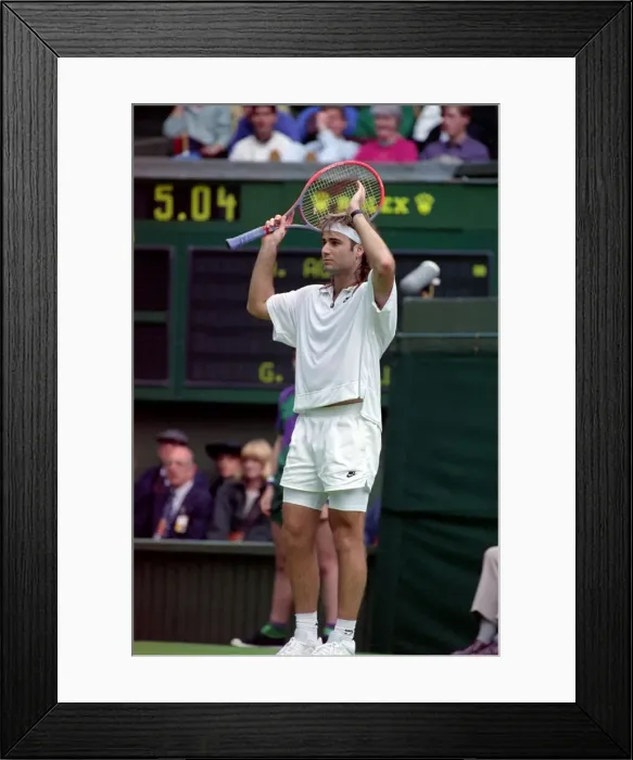 Framed Print : Wimbledon Tennis. Andre Agassi Training. June 1991 91-4091-215 Framed Print : Wimbledon Tennis. Andre Agassi Training. June 1991 91-4091-215