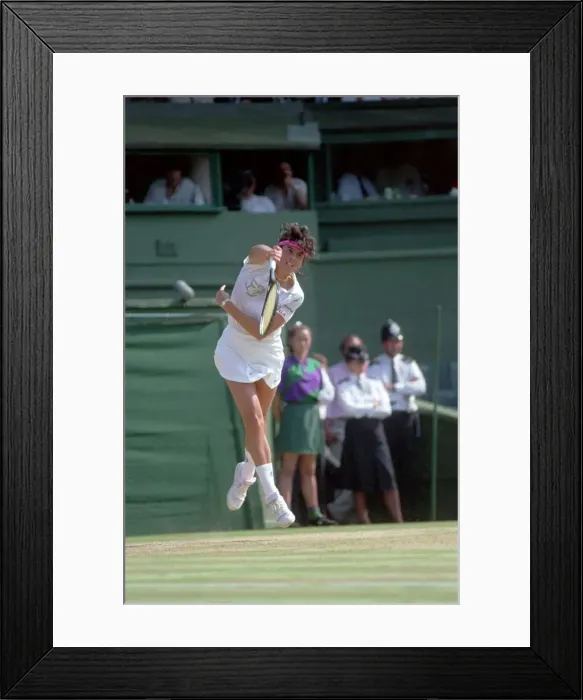 Framed Print : Wimbledon. Steffi Graf, Gabrilella Sabatini Action and Andre Agassi Marry Ho fernandez