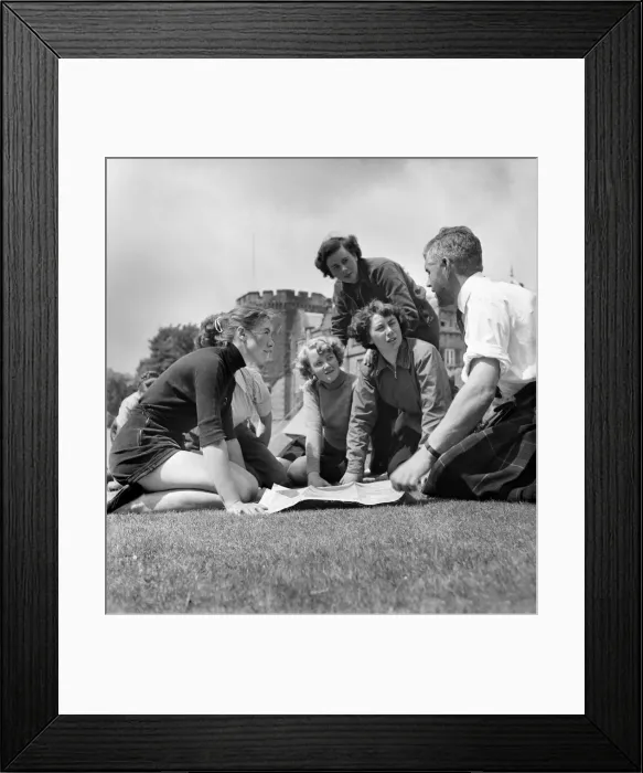 Framed Print : Girls on a two week map reading course at Kilrory Castle, Scotland Framed Print : Girls on a two week map reading course at Kilrory Castle, Scotland