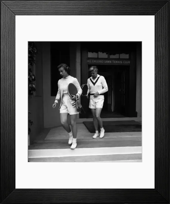 Framed Print : Miss Mary Connolly and Mrs. Louise Brough competing in Wightman Cup at Wimbledon