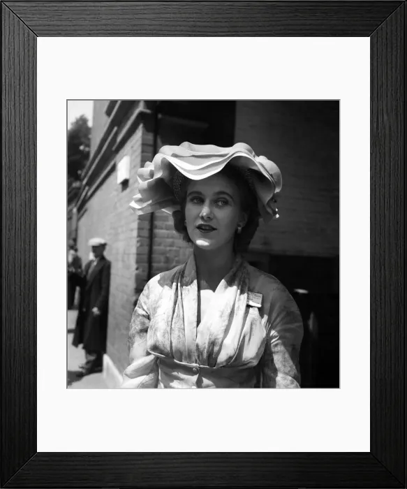 Framed Print : Miss Judith Thomson-Hancock wore this unusual hat to match her dress at Ascot Framed Print : Miss Judith Thomson-Hancock wore this unusual hat to match her dress at Ascot