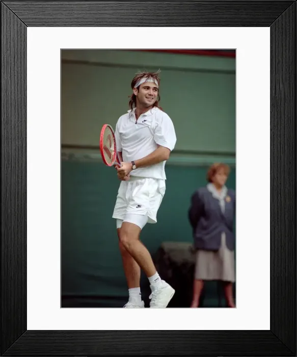 Framed Print : Wimbledon Tennis. Andre Agassi Training. June 1991 91-4091-219 Framed Print : Wimbledon Tennis. Andre Agassi Training. June 1991 91-4091-219