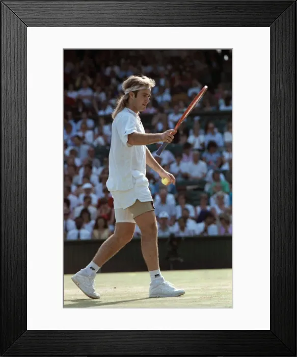 Framed Print : Wimbledon. Andre Agassi v. David Wheaton. July 1991 91-4353-074 Framed Print : Wimbledon. Andre Agassi v. David Wheaton. July 1991 91-4353-074