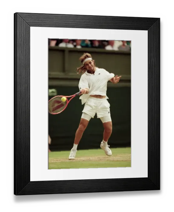 Framed Print : Wimbledon Tennis. Andre Agassi. July 1991 91-4178-074 Framed Print : Wimbledon Tennis. Andre Agassi. July 1991 91-4178-074