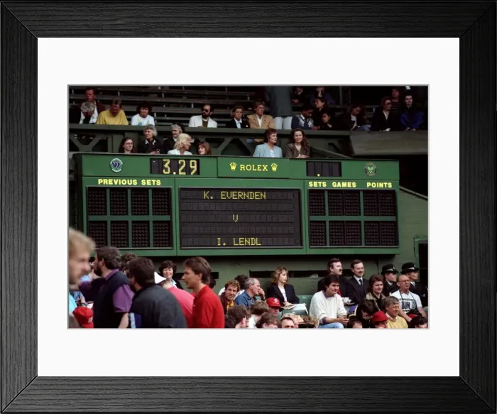 Framed Print : Wimbledon Tennis Championships. Ivan Lendl v. Kelly Evernden. June 1991 91-4117-192