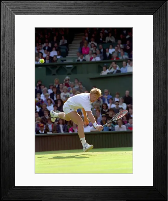 Framed Print : Wimbledon Tennis Championships. Boris Becker in action. June 1991 91-4117-244 Framed Print : Wimbledon Tennis Championships. Boris Becker in action. June 1991 91-4117-244