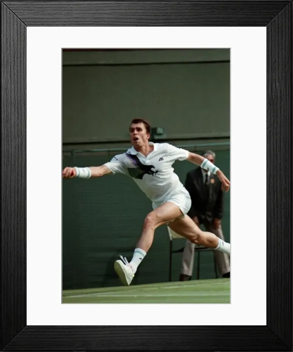 Framed Print : Wimbledon Tennis Championships. Ivan Lendl v. Kelly Evernden. June 1991 91-4117-207