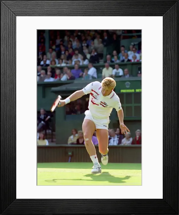 Framed Print : Wimbledon Tennis Championships. Boris Becker in action. June 1991 91-4117-242 Framed Print : Wimbledon Tennis Championships. Boris Becker in action. June 1991 91-4117-242