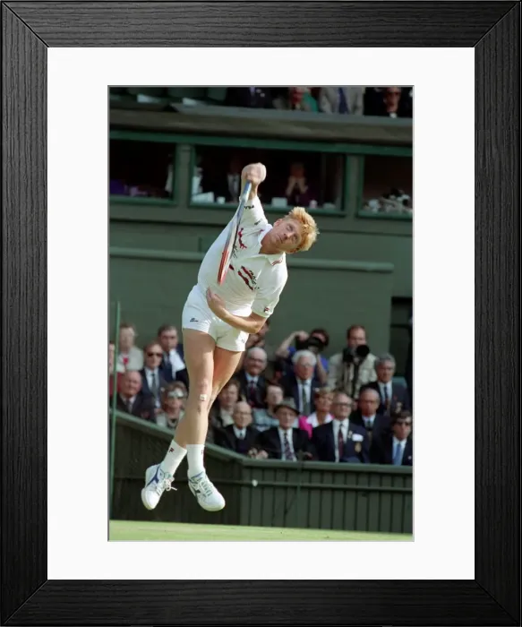 Framed Print : Wimbledon Tennis Championships. Boris Becker in action. June 1991 91-4117-185 Framed Print : Wimbledon Tennis Championships. Boris Becker in action. June 1991 91-4117-185