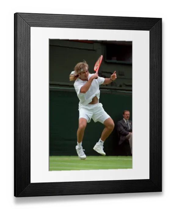 Framed Print : Wimbledon Tennis Championships. Andre Agassi in action. June 1991 91-4117-076 Framed Print : Wimbledon Tennis Championships. Andre Agassi in action. June 1991 91-4117-076