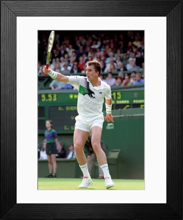 Framed Print : Wimbledon Tennis Championships. Ivan Lendl in action. June 1991 91-4117-145 Framed Print : Wimbledon Tennis Championships. Ivan Lendl in action. June 1991 91-4117-145