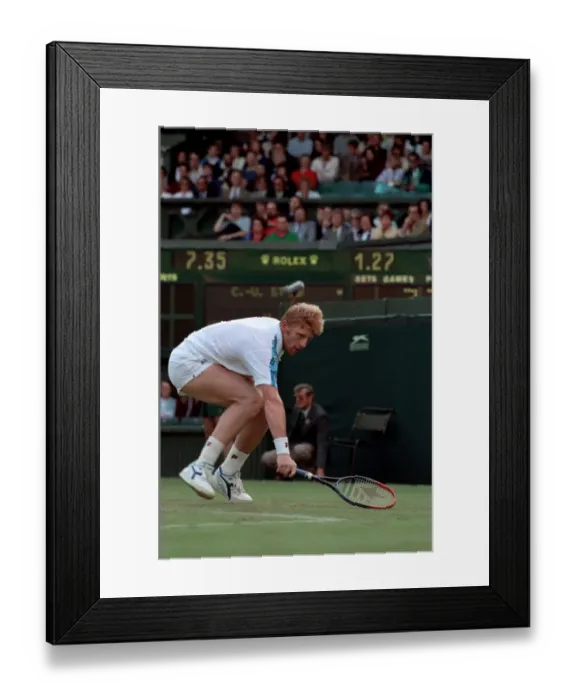 Framed Print : Wimbledon Tennis Championships. Boris Becker in action. June 1991 91-4117-214