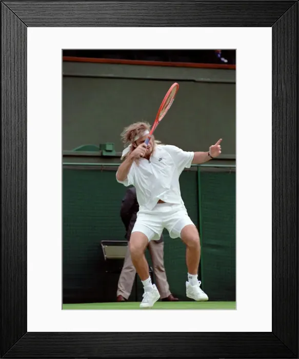 Framed Print : Wimbledon Tennis Championships. Andre Agassi in action. June 1991 91-4117-080