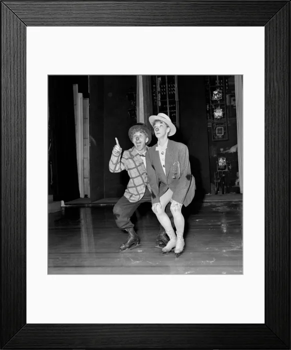 Framed Print : Entertainment: Ice Shows Clowns performing on ice. September 1953 D5810-002 Framed Print : Entertainment: Ice Shows Clowns performing on ice. September 1953 D5810-002