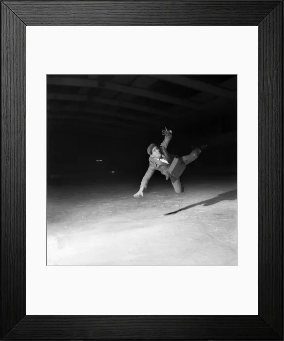 Framed Print : Comedian Norman Wisdom on ice. October 1953 D6365 Framed Print : Comedian Norman Wisdom on ice. October 1953 D6365
