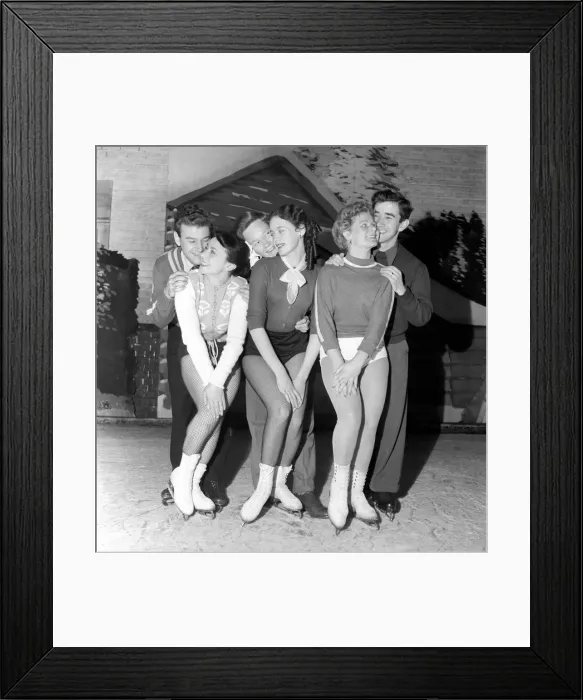 Framed Print : Romance: Love on Ice for three couples in the road show Rose Marie on Ice