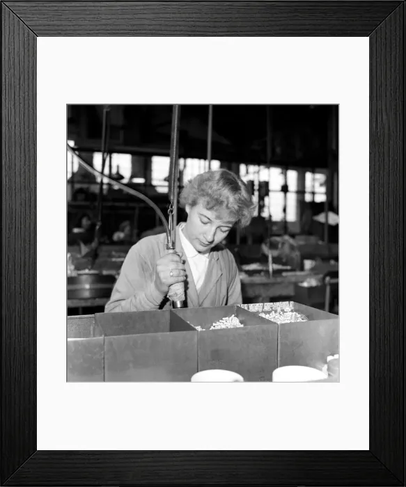 Framed Print : Industry: Factories. Women working on the production line at Henley