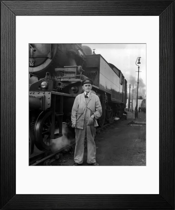 Framed Print : Looking the part, complete with white shirt and tie, driver Percy Narthin, of Bradford Framed Print : Looking the part, complete with white shirt and tie, driver Percy Narthin, of Bradford