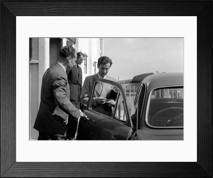 Framed Print : At Lympne Airport group captain Peter Townsend arrived with his car from Belgium by Framed Print : At Lympne Airport group captain Peter Townsend arrived with his car from Belgium by
