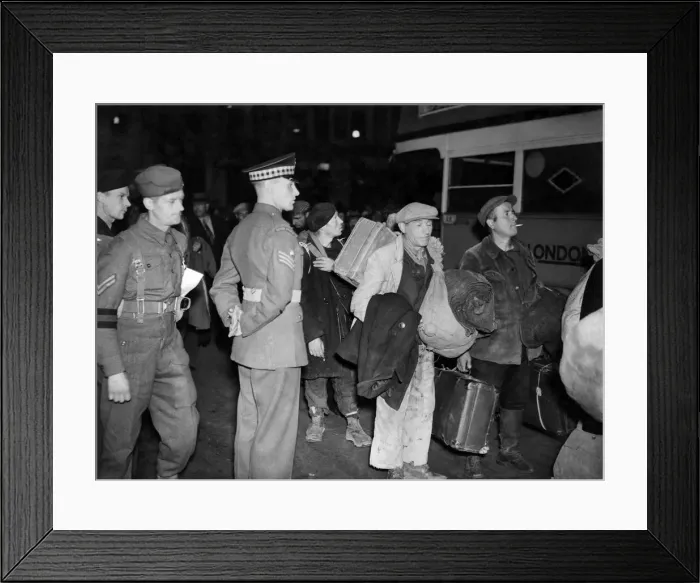 Framed Print : Civilians evacuated from The Normandy invasion area seen have arriving at Waterloo Framed Print : Civilians evacuated from The Normandy invasion area seen have arriving at Waterloo