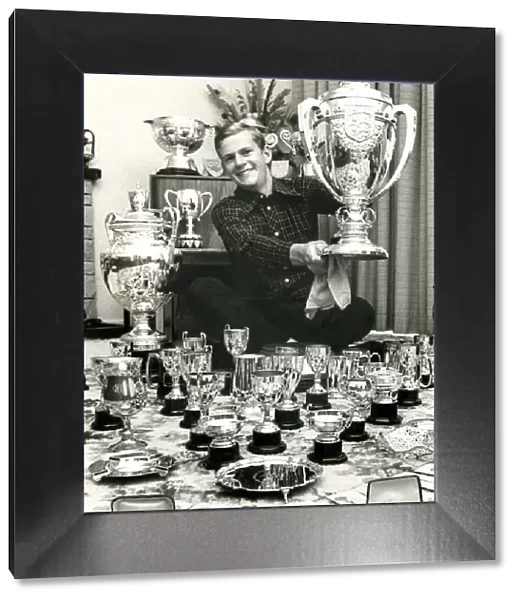 Sandy Lyle. Golfer with his trophies. September 1974