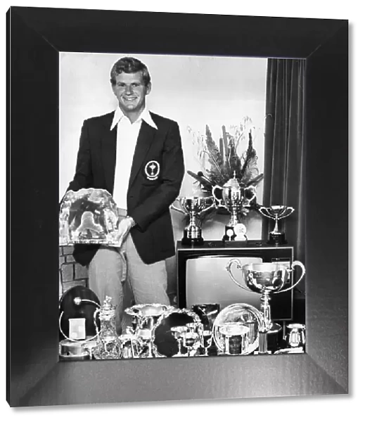 Sandy Lyle at home with his European Trophy collection. October 1979
