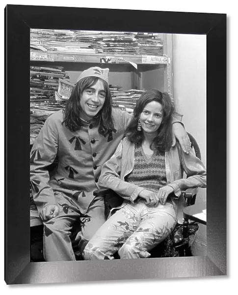 Editor of OZ magazine Richard Meville with Louise Ferrier photographed in the office of