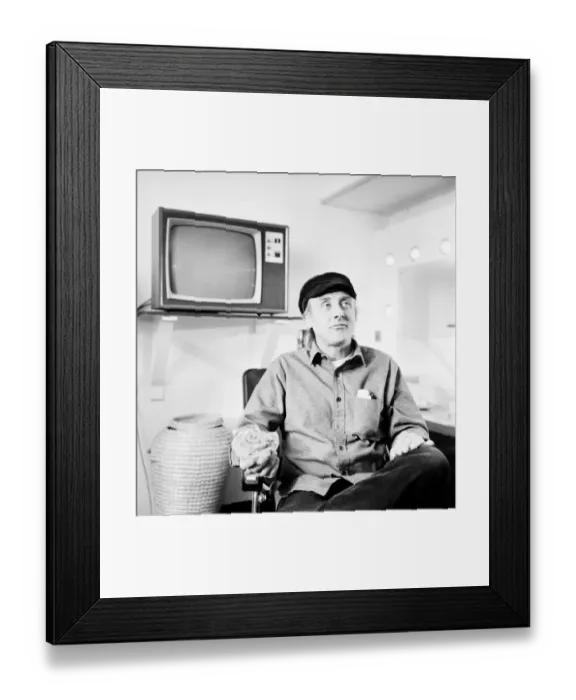 Framed Print : Spike Milligan, during a break in filming for his part in his new TV series as a