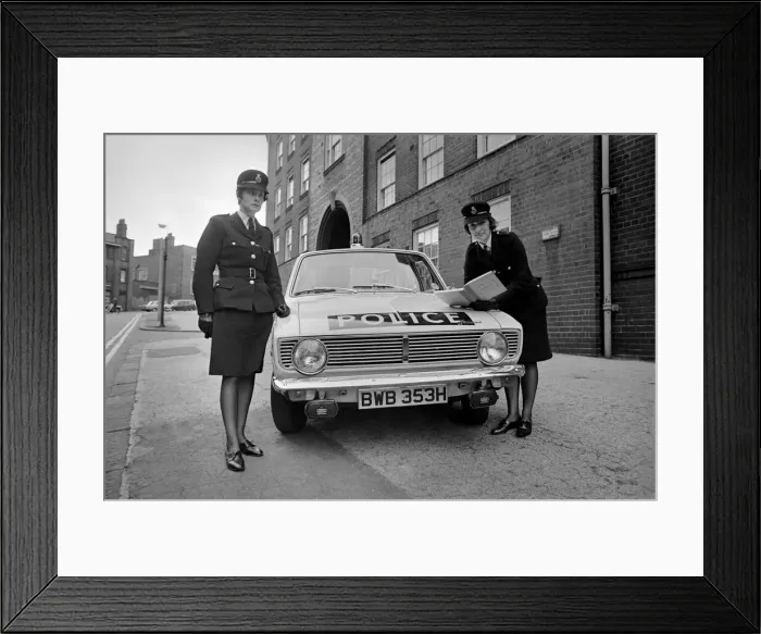Framed Print : Policewomen Hazel Layne and Dorothy Elliott climbed into a 100mph police car to become Framed Print : Policewomen Hazel Layne and Dorothy Elliott climbed into a 100mph police car to become