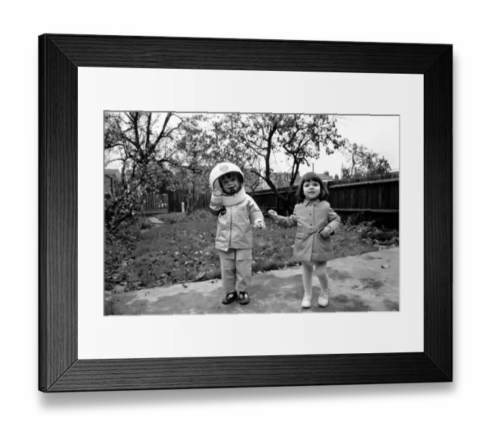 Framed Print : Mark Diment wearing a space-suit in the garden of Chancellor Grove House with his 18 Framed Print : Mark Diment wearing a space-suit in the garden of Chancellor Grove House with his 18