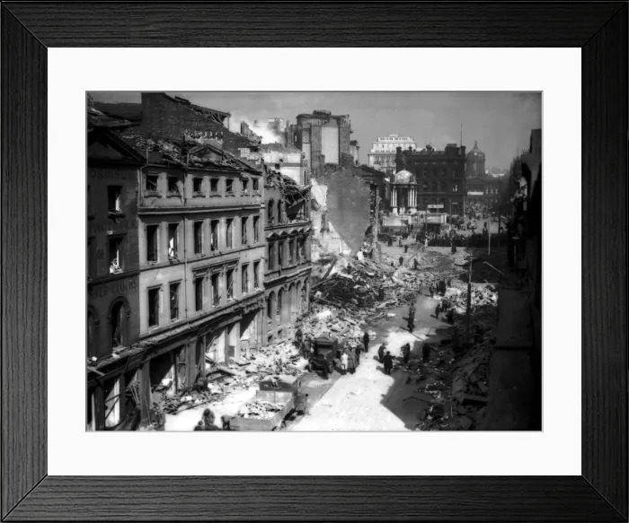 Framed Print : Merseyside Bomb Damage 1940 Civilians and rescue workers search through