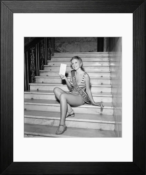 Framed Print : Miss Travel'1969 - picked from ten finalists at Berners Hotel Berners Street