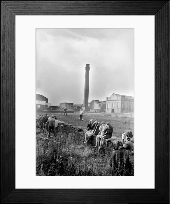 Framed Print : Mill chimneys in Brook Yard, Hipperholme, near Halifax, were demolished Framed Print : Mill chimneys in Brook Yard, Hipperholme, near Halifax, were demolished