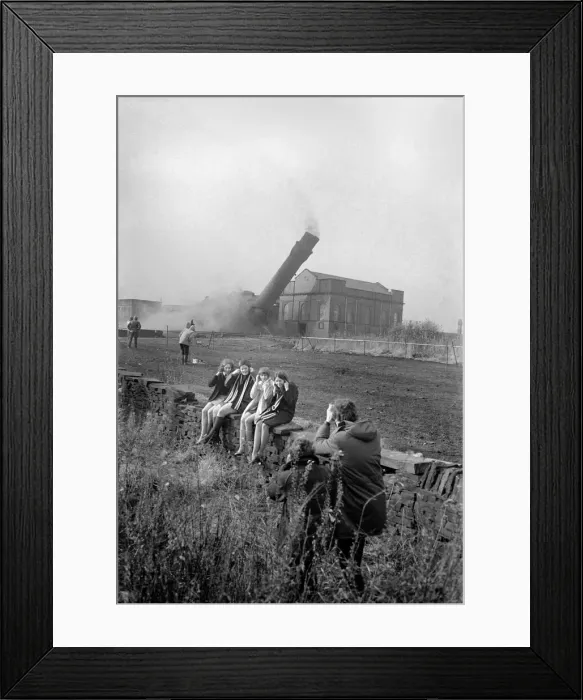 Framed Print : Mill chimneys in Brook Yard, Hipperholme, near Halifax, were demolished Framed Print : Mill chimneys in Brook Yard, Hipperholme, near Halifax, were demolished